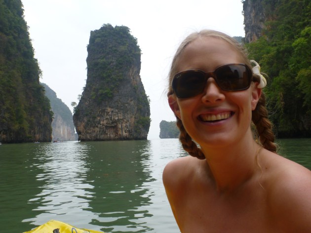 Me, next to the 'Russian Doll' island we saw