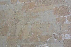 Hatshepsut depicted with cow's ears, suckling milk from Goddess Hathor