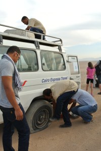 Quick tyre change after we popped one of these bad boys! 