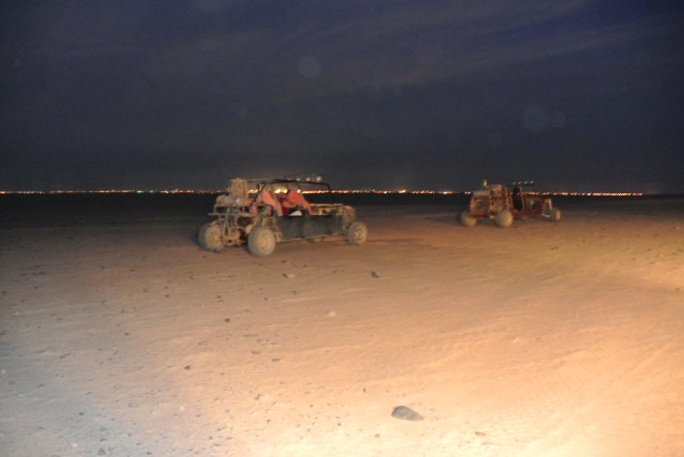 Driving a Dune Buggy across the desert by night