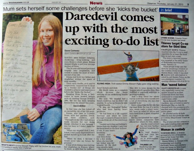 Emma's Bucket List East Grinstead Observer - Thurs 31/1/13 - Page 3